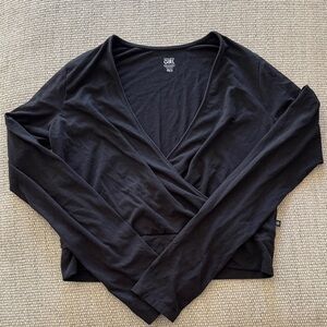 Athleta Girl Black Long Sleeve Wrap Tee